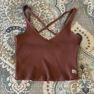 Vuori Ribbed Cropped Tank Top Marsala